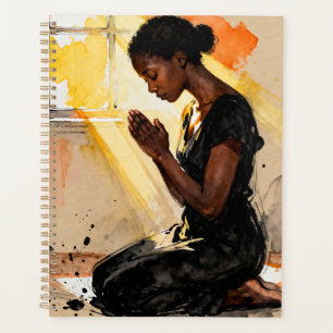 Black Woman Praying   Impasto Abstract Art Planner