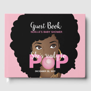Black Woman, Ready to Pop, Bubblegum, Pink Guest Book