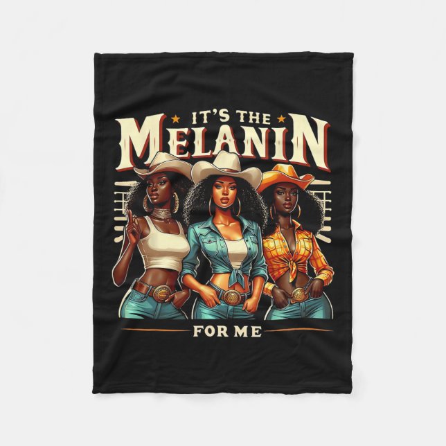 Black Woman Retro It's The Melanin For Me Black Ur Fleece Blanket (Front)