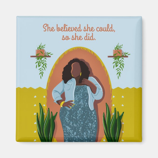 Black Woman, She Believed She Could, So She Did  M Magnet (Front)