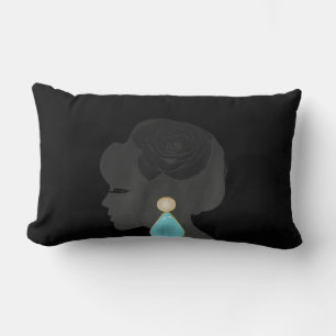 Black Woman Silhouette Dark Glamour Lumbar Cushion
