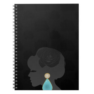 Black Woman Silhouette Dark Glamour Notebook