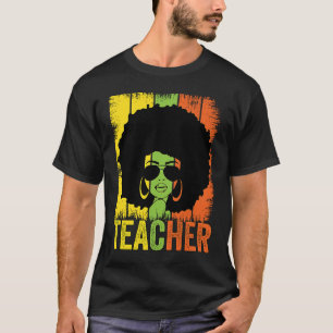 Black Woman Teacher Afro Melanin Vintage Black His T-Shirt