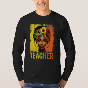 Black Woman Teacher Afro Melanin Vintage Black His T-Shirt