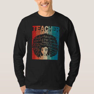 Black Woman Teacher Afro Retro Black History Month T-Shirt