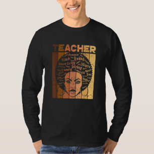 Black Woman Teacher Afro Retro Black History Month T-Shirt