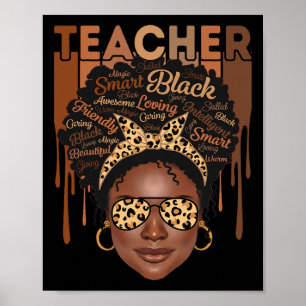 Black Woman Teacher Afro Smart African American Lo Poster