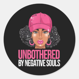 Black Woman Unbothered African American Afro Queen Classic Round Sticker