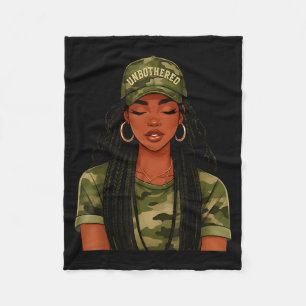 Black Woman Unbothered Locs Camo Girl Women Loc'd  Fleece Blanket