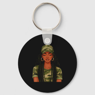 Black Woman Unbothered Locs Camo Girl Women Loc'd Key Ring