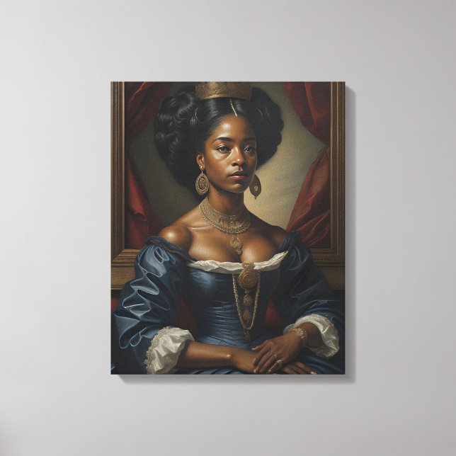 Black Woman, Vintage Royalty Canvas Print (Front)