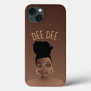 Black Woman w/Gold Shades & High Bun, Brown iPhone 13 Case