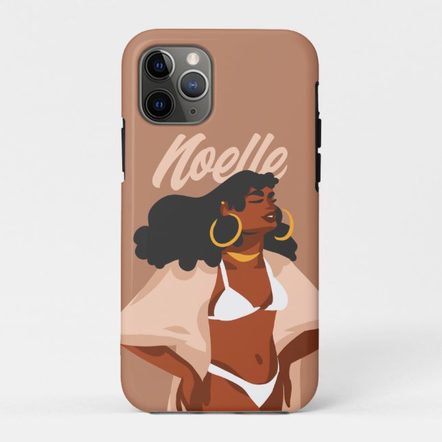 Black Woman, White Bikini, Beach Ready Case-Mate iPhone Case (Back)