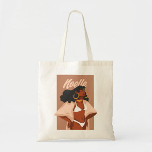 Black Woman, White Bikini, Beach Vacation Tote Bag