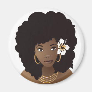 Black Woman With a Flower in Her Natural Hair Magnet