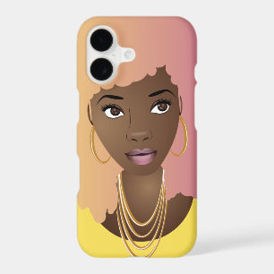 Black Woman with Colourful Yellow & Pink Afro Hair