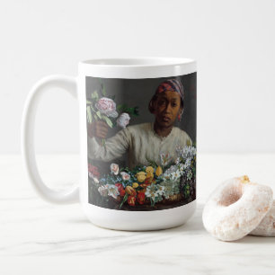 Black Woman with Peonies   Frédéric Bazille Coffee Mug