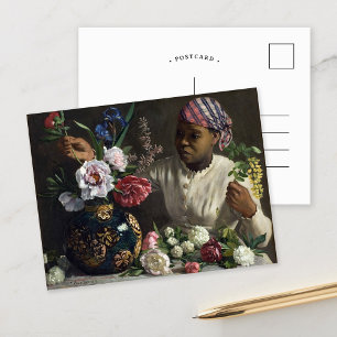 Black Woman with Peonies Frédéric Bazille Postcard