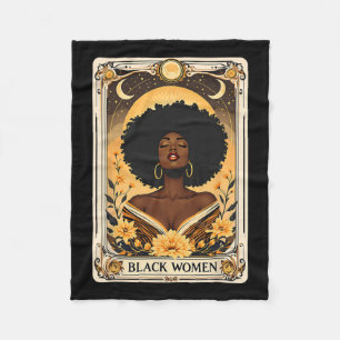 Black Women Afro Hair Black History Month Tarot Ca Fleece Blanket