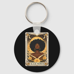 Black Women Afro Hair Black History Month Tarot Ca Key Ring