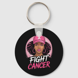 Black Women Breast Cancer Awareness Ribbon Fight Key Ring