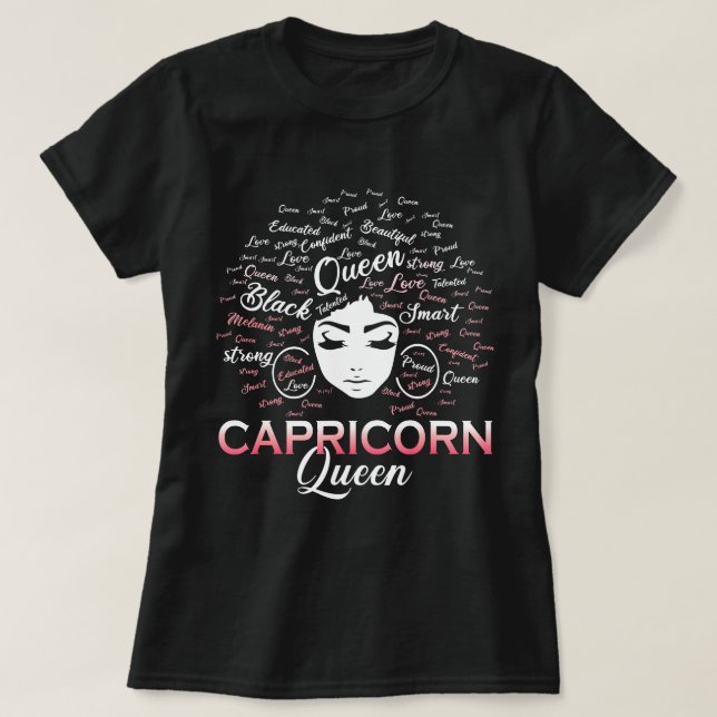 Black Women Capricorn Queen January Birthday T-... T-Shirt (Design Front)