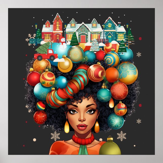 Black women Christmas melanin sista Xmas Sistas Poster (Front)