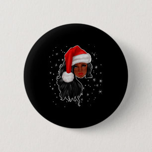 Black Women Christmas Santa Claus Afro American Fu 6 Cm Round Badge