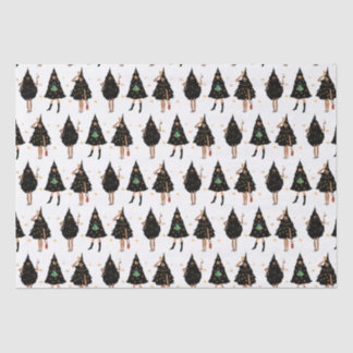 Black Women Dressed in Black Christmas Tree Party Tissue Paper