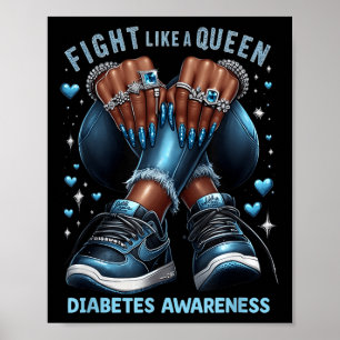 Black Women Fight Like A Queen Diabetes Awareness Poster