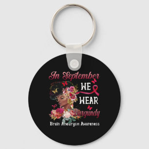 Black Women Flower Butterfly Brain Aneurysm Awaren Key Ring
