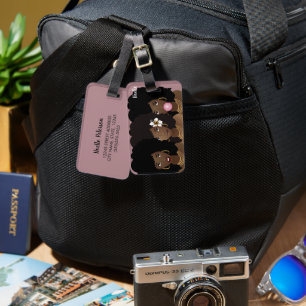 Black Women Friends, Annoyed, Flower, Gum, Purple Luggage Tag