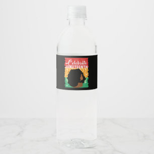 Black Women Juneteenth Celebrate Indepedence Day Water Bottle Label