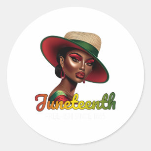 Black Women Juneteenth Celebrating Black Freedom D Classic Round Sticker