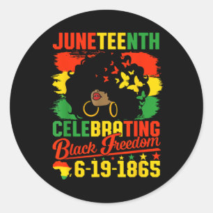 Black Women Juneteenth Flag Celebrating Black Free Classic Round Sticker