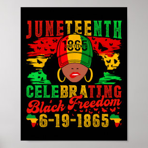 Black Women Juneteenth Flag Celebrating Black Free Poster