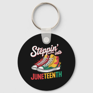 Black Women Juneteenth Shirt Girls Stepping Into J Key Ring