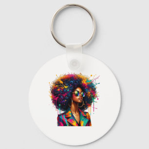 Black Women Melanin Queen Strong Afro African Drip Key Ring