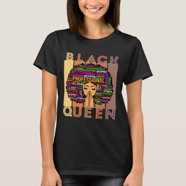 Black Women Melanin Teacher Queen Afro Black Girl  T-Shirt (Front)
