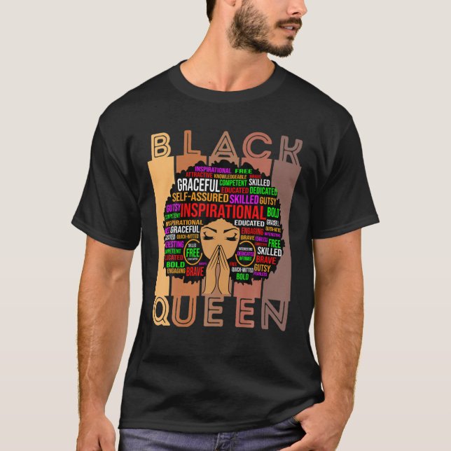 Black Women Melanin Teacher Queen Afro Black Girl T-Shirt (Front)