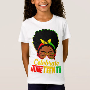 Black Women Messy Bun Juneteenth Celebrate Indeped T-Shirt