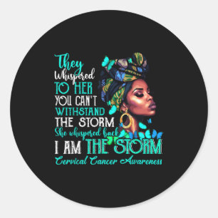 Black Women Motivation Suprt Cervical Cancer Aware Classic Round Sticker