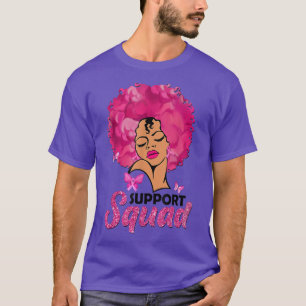 Black Women Queen Support Squad Breast Cancer Awar T-Shirt