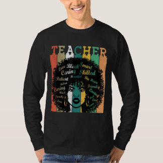 Black Women Teacher Afro Retro Black History Month T-Shirt