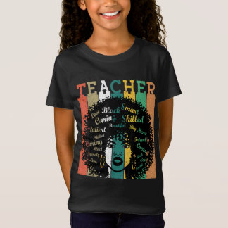 Black Women Teacher Afro Retro Black History Month T-Shirt