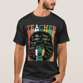Black Women Teacher Afro Retro Black History Month T-Shirt