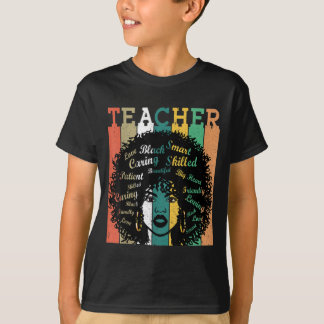 Black Women Teacher Afro Retro Black History Month T-Shirt