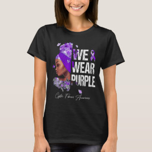 Black Women We Wear Purple Cystic Fibrosis Awarene T-Shirt