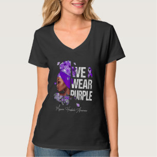Black Women We Wear Purple Migraine Headache Aware T-Shirt