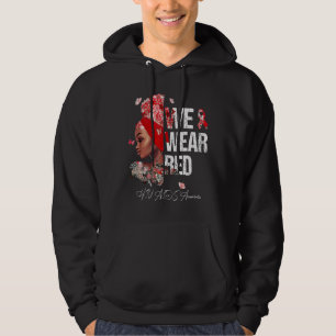 Black Women We Wear Red Hiv Aids Awareness Hoodie
